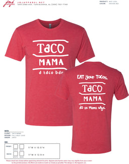 Taco Mama Red/Army Green/Lime Green T-Shirt with White Logo on the front