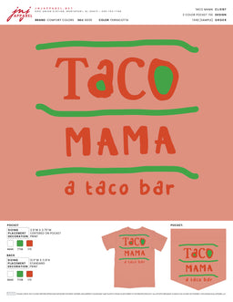 Taco Mama Peach Pocket Tee with Two Color Logo